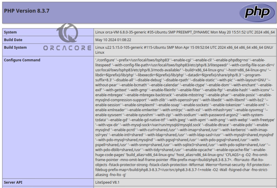 OpenLiteSpeed PHP Info Check